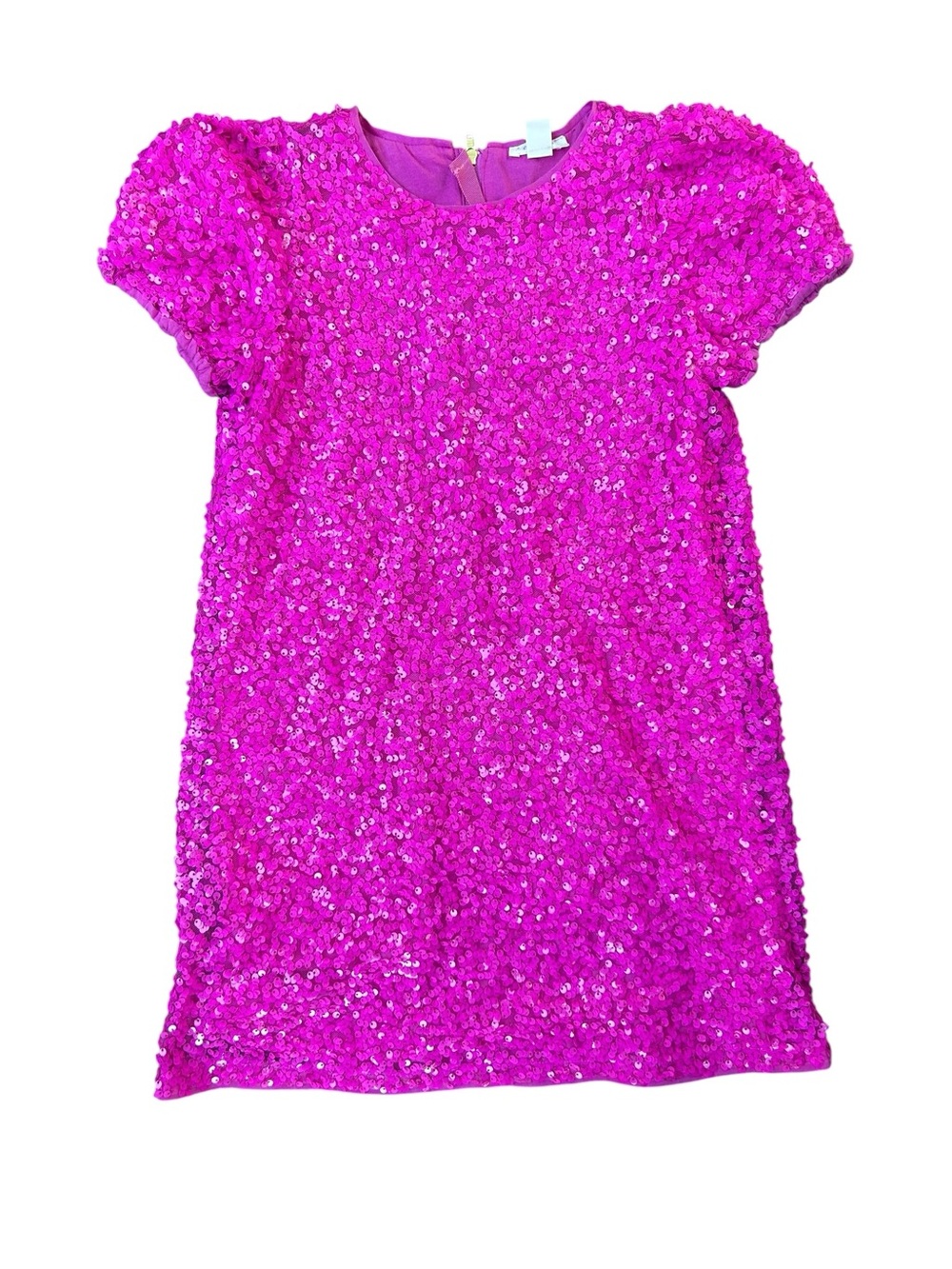 J.Crew Crewcuts Girls Hot Pink Shine Puff Sleeve Sequin Dress 8 Years Party